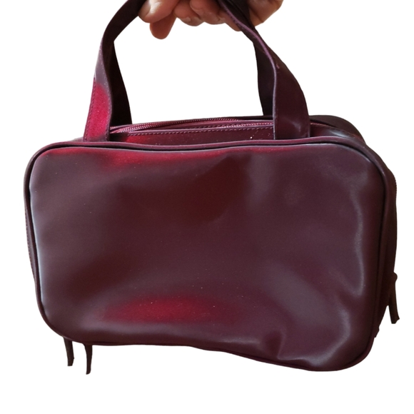 Avon Cosmetic Makeup Bag Travel Case Multi-Compartment Maroon Zipper Closures - Picture 3 of 14